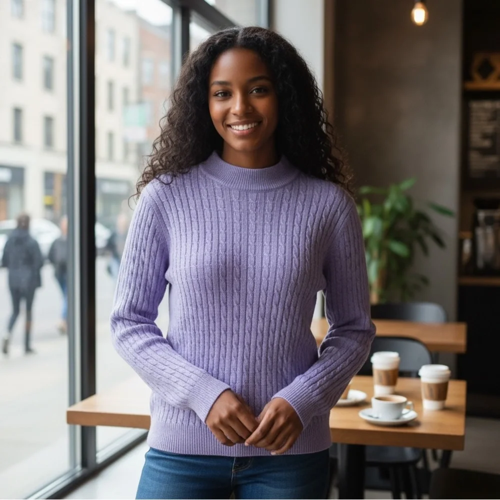 Karen Scott Petite Soft Purple Sweater Retro Light Lavender